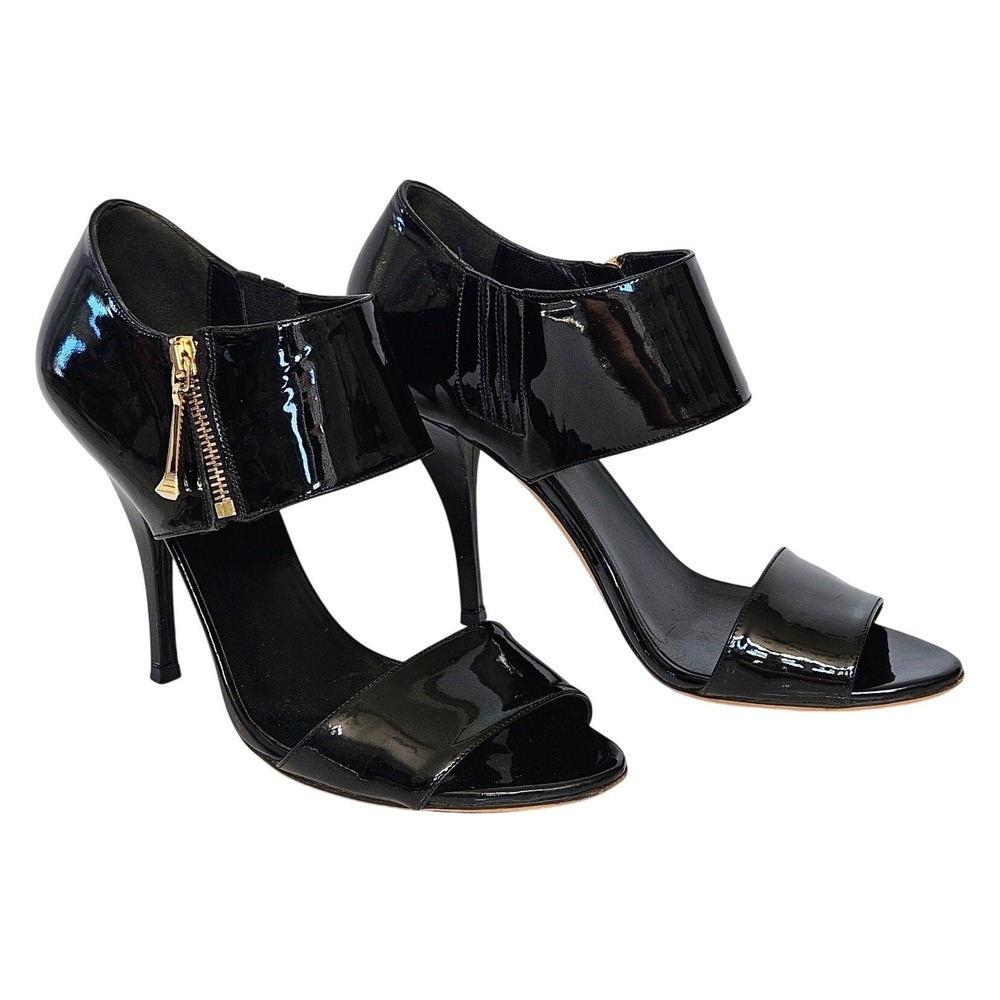 Gucci Black Patent Leather Ankle Cuff Sandal Heels Size 38.5 - Picture 10 of 11